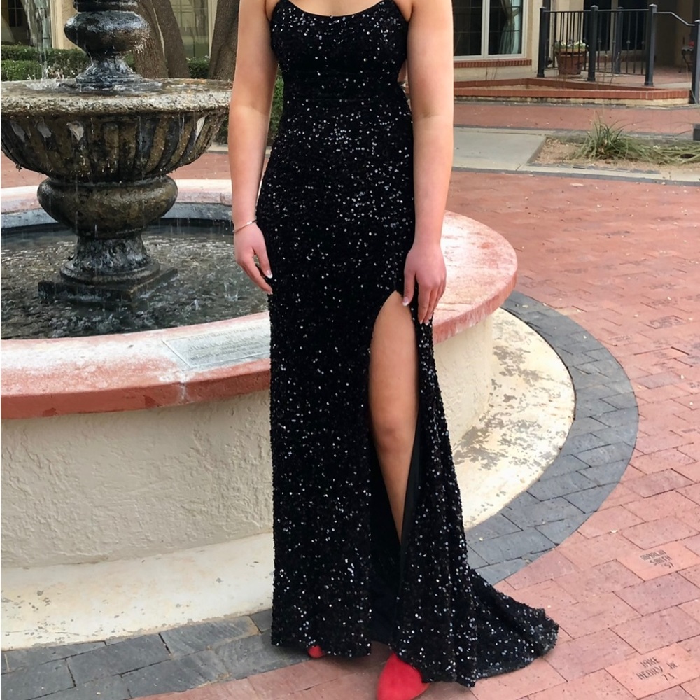Size 6 black sequin dress.